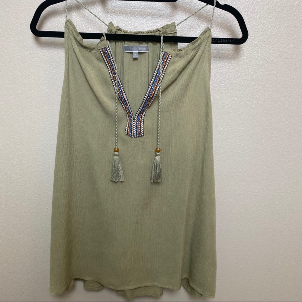 Be Cool Olive Green Tank Top